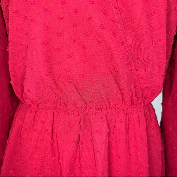 NWT, BTFBM V-Neck Maxi Dress with a Sheer Swiss Dot Overlay and Tie, Size Medium - Picture 11 of 15